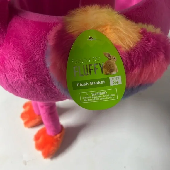 Pink Flamingo Plush Egg Basket with Rainbow Wings - Picture 4 of 8